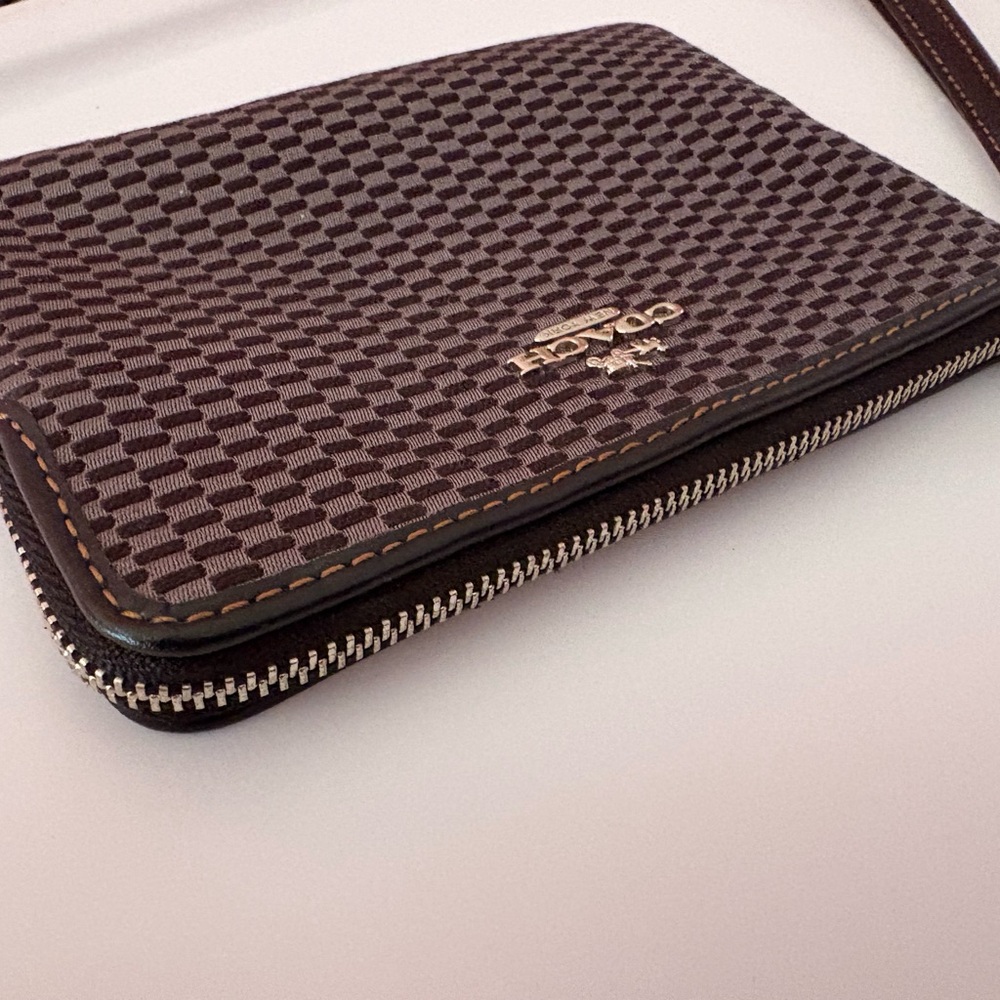 Coach Dark Brown Patterned Wristlet - image 5